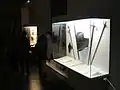 Showcases in a museum lobby
