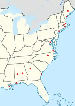 Rhoticity dominates in North American English. The Atlas of North American English found over 50% non-rhoticity, though, in at least one local white speaker in each U.S. metropolitan area designated here by a red dot. Non-rhotic African-American Vernacular English pronunciations may be found among African Americans regardless of location.