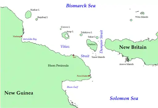 Northeastern New Guinea and Bismarck Archipelago (some smaller islands omitted)