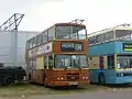 Nu-Venture Alexander RH bodied Leyland Olympian 100 (H838 PTW), wearing the centenary ochre livery