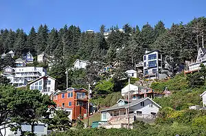 Oceanside houses face the Pacific.
