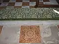 St Marys church showing encaustic tiles in front of the Altar