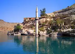 The town of Eski Savaşan Köyü (Old Savaşan Köyü), partially submerged under the rising waters of the Birecik Dam