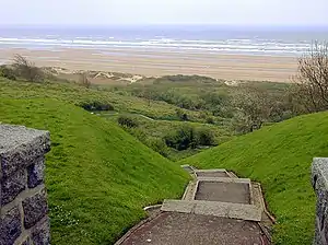 Now closed access to Omaha Beach from the cemetery