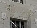 "Dedicated by the railways of Omaha the service, comfort and convenience of the people," etched in stone above an entrance to the Union Station in Omaha.
