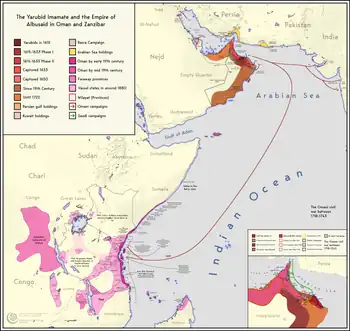 Areas under the Omani Empire
