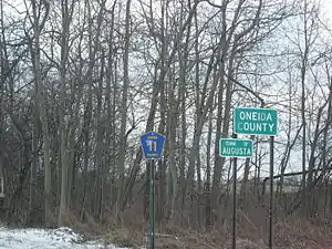 Entering the town of Augusta along the Madison County line and County Route 11.