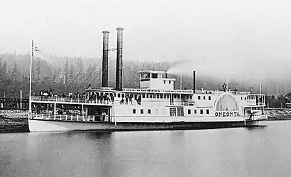 Oneonta, an early example of a sidewheeler on the Columbia river, in 1867.