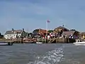 The view from the back of the boat leaving Orford Quay