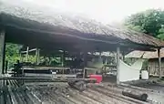Typical open sided hut on stilts.(Tourist accommodation.)