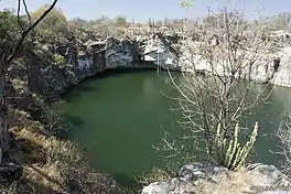 The Otjikoto Lake in Namibia is a permanent karst lake