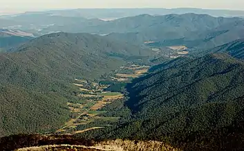 The Ovens Valley, as seen from Mount Feathertop.