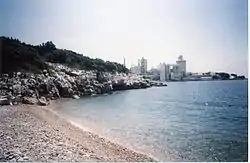 Overlooking the cement factory and port Koromačno from Pripogni beach
