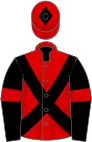 Red, black cross-belts and sleeves, red armlets, red cap, black diamond