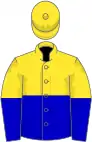 Yellow and blue halved (horizontal), yellow cap