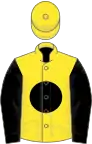 Yellow, black disc, black sleeves, yellow cap