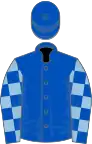 Royal blue, royal blue and light blue check sleeves