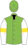 Light green, white sleeves, yellow armlets