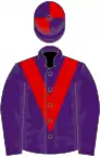 Purple, red chevron, quartered cap