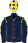 Dark blue, yellow seams, yellow cap, dark blue spots