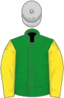 Green, yellow sleeves, light grey cap