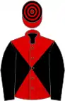 RED and BLACK DIABOLO, black sleeves, hooped cap