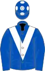 ROYAL BLUE, white chevron, royal blue cap, white spots