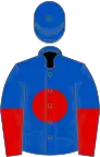 Royal Blue, Red disc, halved sleeves, Royal Blue cap