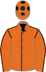 Orange, black seams, orange cap, black spots