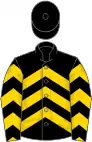 Black, gold chevrons, black cap