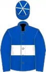 Royal blue, white hoop on body, striped cap