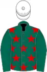 Dark green, red stars, green sleeves, white cap