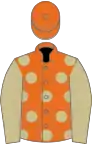 Orange, beige spots and sleeves, orange cap