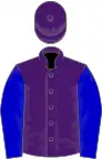 Purple, blue sleeves, hoopd cap