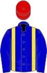 Blue, yellow braces, red cap