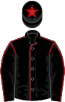 Black, red seams, star on cap