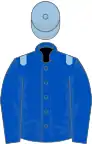 Royal blue, light blue epaulets, light blue cap