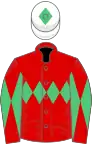 Red, Green triple diamond, Diabolo on sleeves, White cap, Green diamond