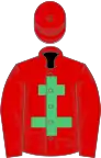 Red, emerald green cross of lorraine, red cap