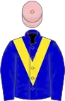 Blue, yellow chevron, pink cap
