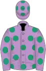 Mauve, emerald green spots