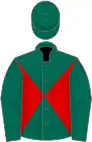 Dark green, red diabolo on body