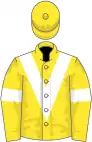 Yellow, white chevron, white armlet, yellow cap