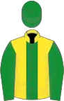 Yellow, green stripe, sleeves and cap