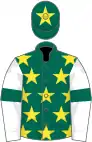 Dark green, yellow stars, white sleeves, dark green armlets, dark green cap, yellow star