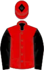 Red, black sleeves and diamond on cap