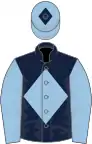DARK BLUE, light blue diamond and sleeves, light blue cap, dark blue diamond