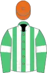 Emerald Green and White stripes, Emerald Green sleeves, White armlets, Orange cap