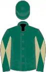 Dark green, beige diabolo on sleeves