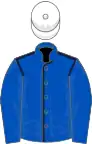 Royal blue, dark blue seams, royal blue sleeves, white cap